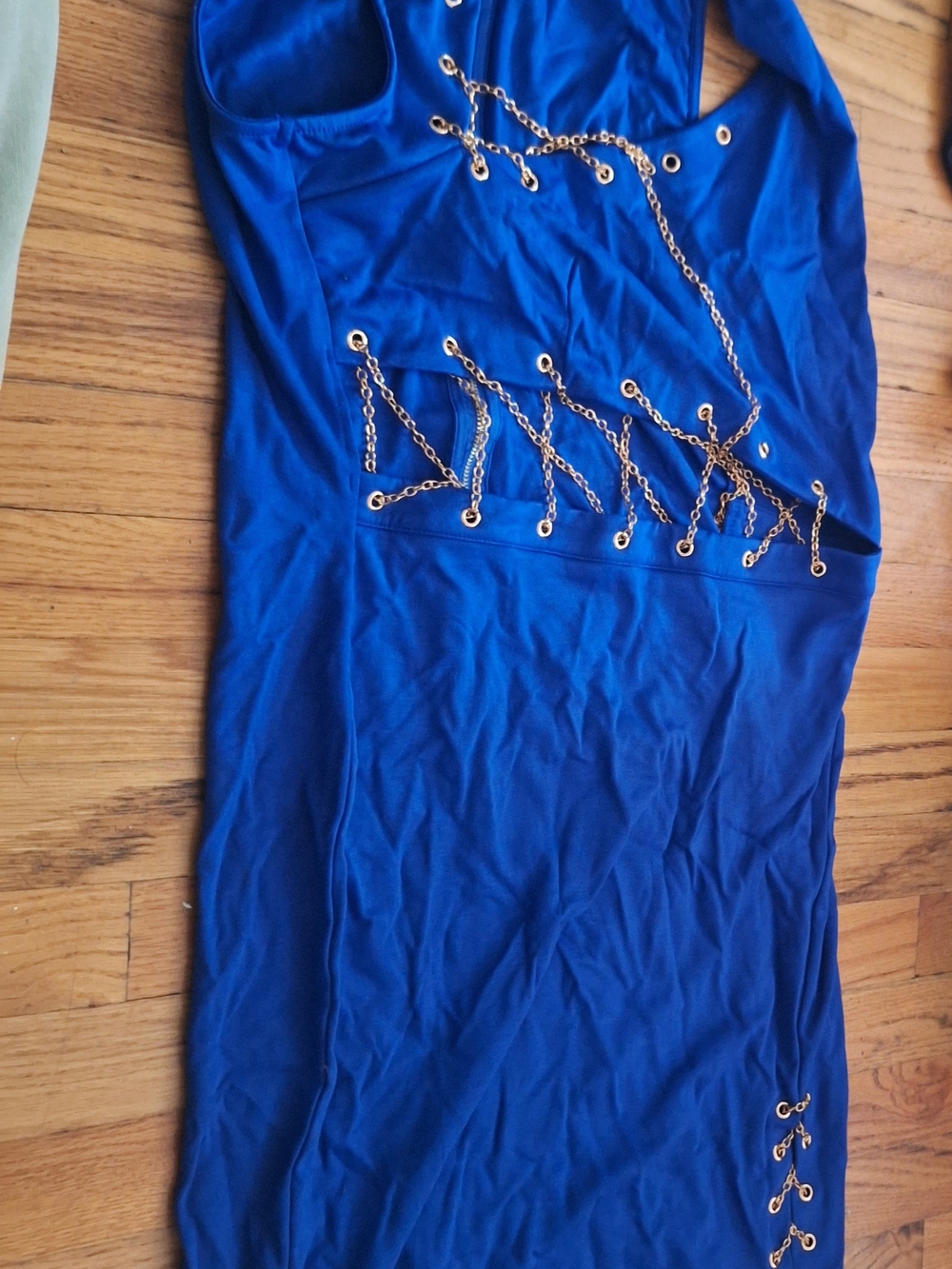 Fashion Nova Royal Blue Chain-Accent Bodycon Dress